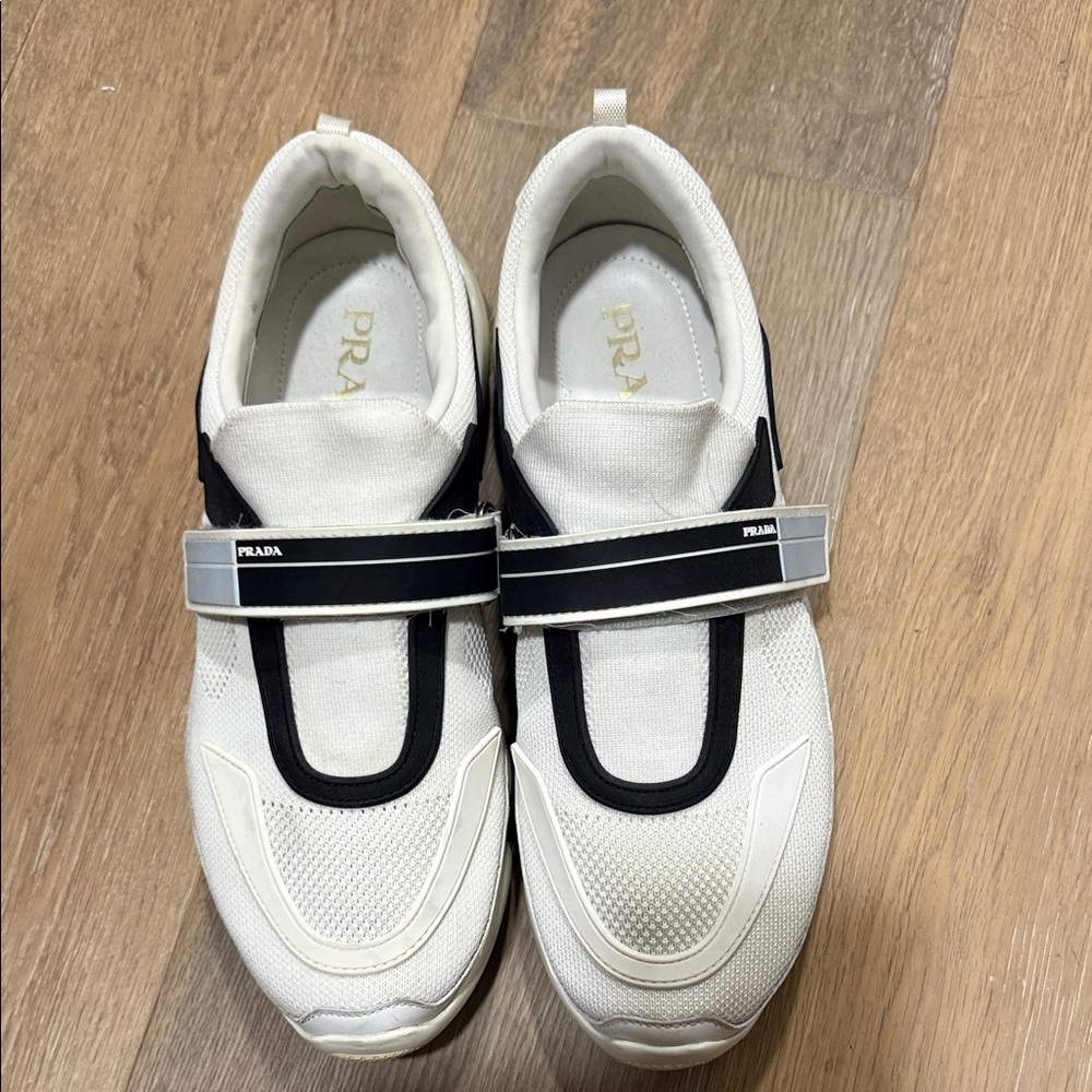 Prada men’s sneakers 
Patent leather and technical fabric Prada sneakers